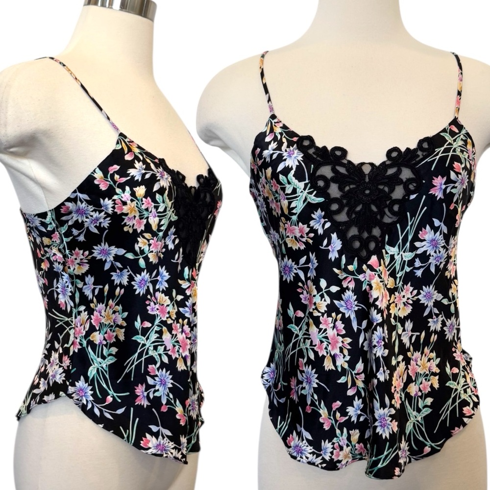 90s NWT Victoria's Secret Silk Floral Gold Label Wildflower Vintage Camisole Top